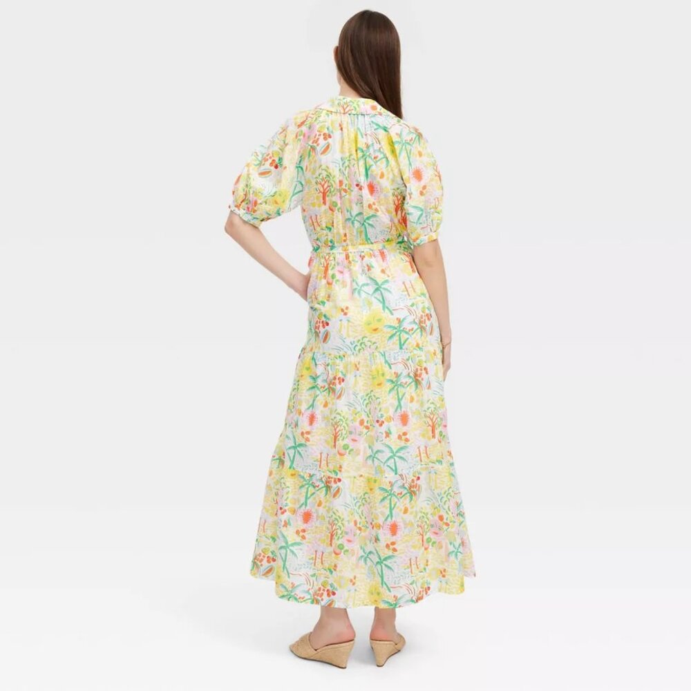 Roller Rabbit x Target - Women's Short Sleeve Maxi Dress Yellow/Green - M - Picture 4 of 5